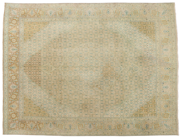 10 x 13 Distressed Vintage Persian Mahi Tabriz Rug 61366