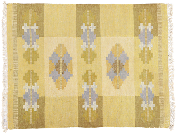 6 x 7 Signed LK Vintage Swedish Rollakan Rug 79032