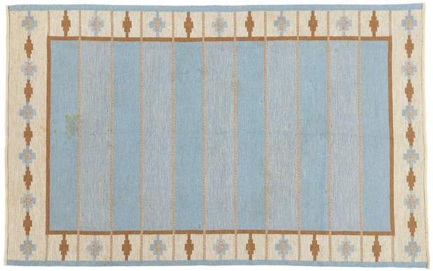 6 x 10 Vintage Blue Swedish Rollakan Rug 79041