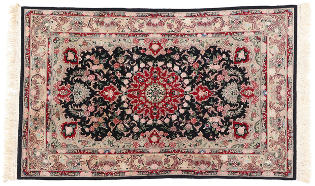 4 x 6 Vintage Black Chinese Tabriz Rug 79115