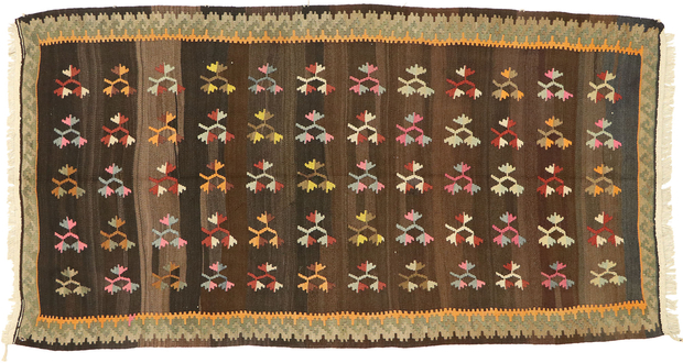 5 x 9 Vintage Turkish Floral Kilim Rug 70293