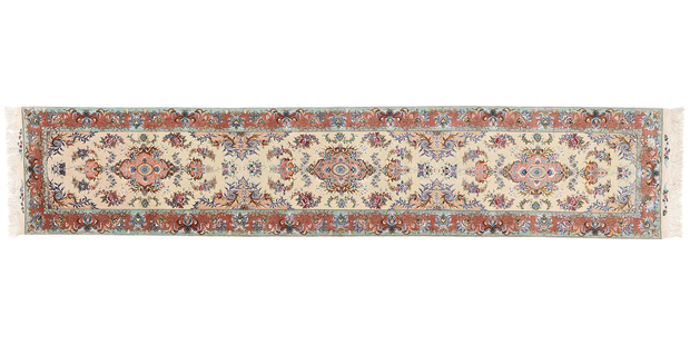 3 x 13 Vintage Persian Tabriz Wool and Silk Rug Runner 79137