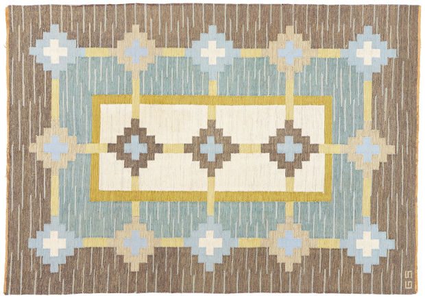 6 x 8 Sverker Greuholm Vintage Swedish Rollakan Rug 79047