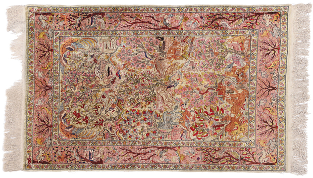 3 x 5 Vintage Turkish Silk Hereke Rug Garden of Paradise 79160