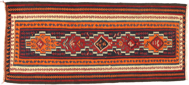 4 x 9 Vintage Persian Bijar Kilim Rug 70469