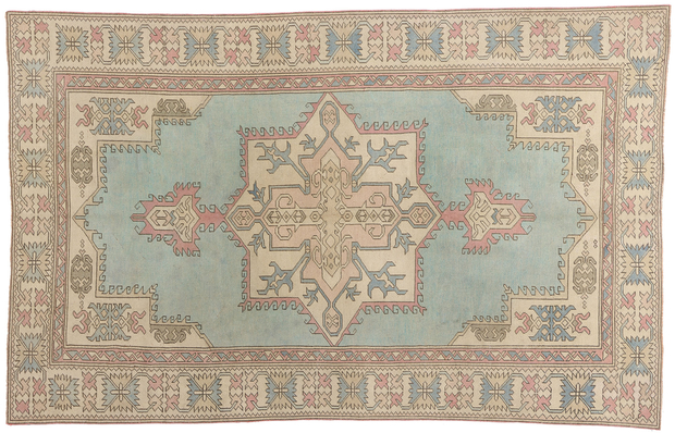 6 x 9 Vintage Pastel Turkish Oushak Rug 53992