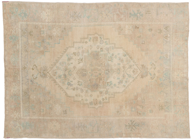 8 x 10 Vintage Muted Turkish Oushak Rug 53994