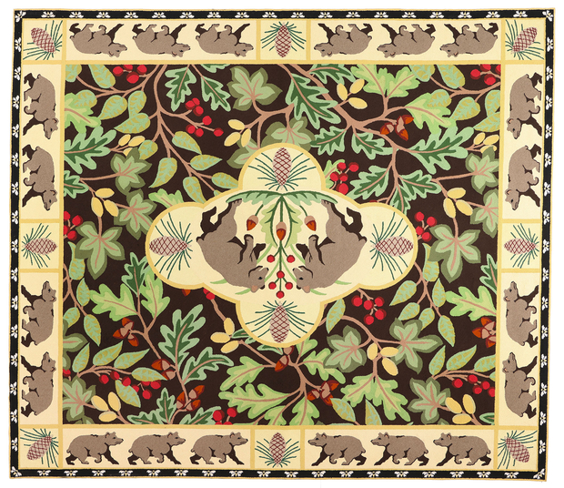 13 x 15 Vintage Sarah Gayle Carter Black Forest Hooked Rug 79239