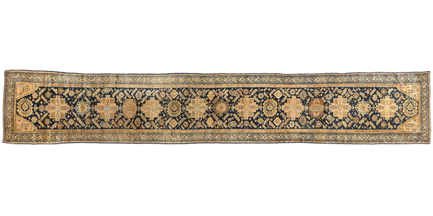 3 x 20 Late 19th Century Antique Persian Malayer Rug 90038