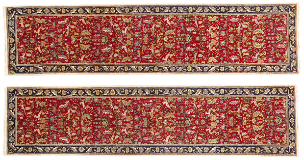 3 x 13 Antique Red Persian Tabriz Rug 90034 Matching Pair