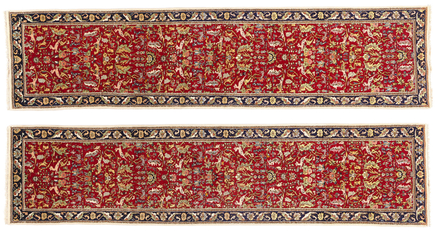 3 x 13 Antique Red Persian Tabriz Rug Runner 90033 Matching Pair