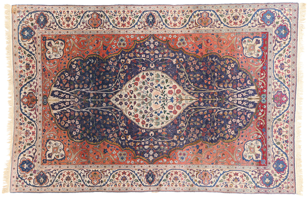 6 x 9 Late 19th Century Antique Indian Tree of Life Agra Rug 79249