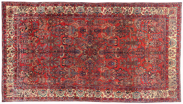 9 x 16 Antique Red Persian Sarouk Rug 79222