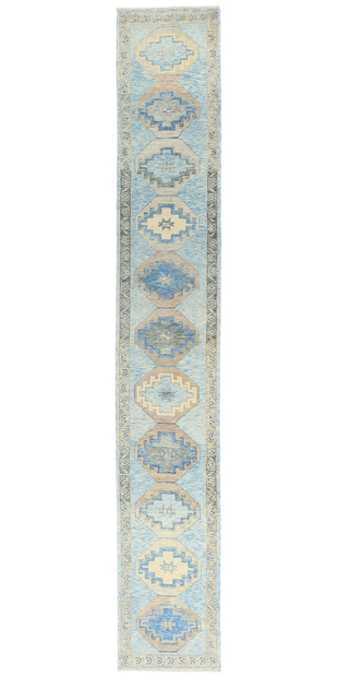3 x 19 Modern Blue Turkish Oushak Rug 54016