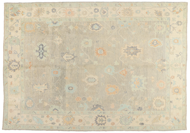 10 x 14 Modern Light Gray Turkish Oushak Rug 54004