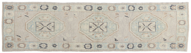 3 x 11 Modern Light Gray Turkish Oushak Rug 54011
