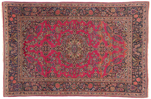 4 x 7 Antique Persian Kashan Rug 79270