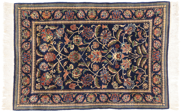 4 x 6 Vintage Navy Blue Chinese Tabriz Rug 79242