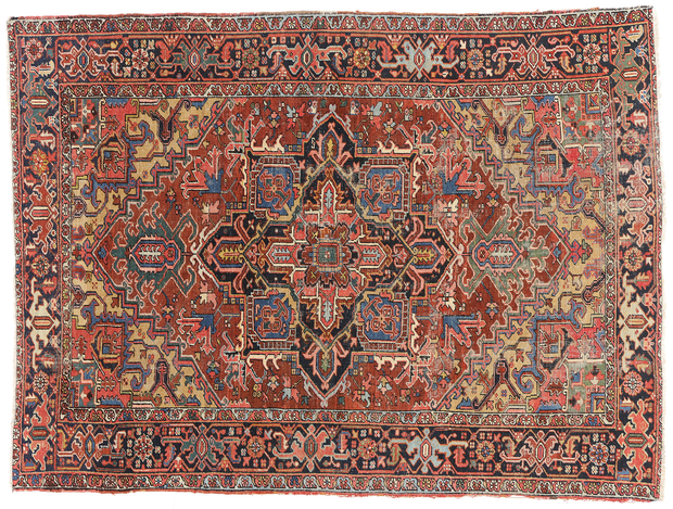 8 x 10 Distressed Antique Persian Heriz Rug 79273