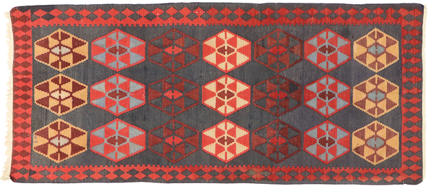 4 x 10 Vintage Persian Shiraz Kilim Rug 70559