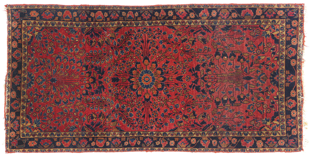 2 x 5 Antique Red Persian Sarouk Rug 79285