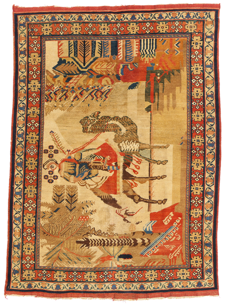 4 x 6 Antique Persian Pictorial Rug 79287