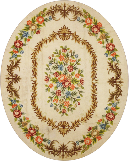 70686 Antique Floral Hooked Oval Rug 07'05 x 09'03