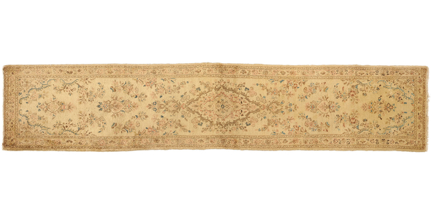 2 x 12 Vintage Neutral Persian Kerman Rug Runner 71661