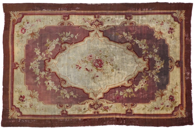 6 x 10 Antique French Aubusson Rug 72361