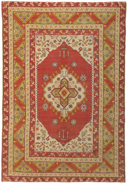 6 x 9 Vintage Turkish Oushak Rug 72489