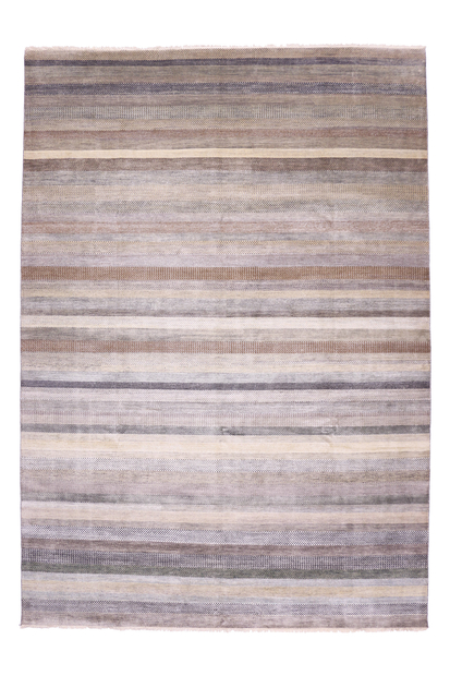 10 x 14 Transitional Wool and Silk Striped Rug 30013