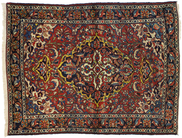 4 x 5 Antique Persian Lilihan Rug 72852