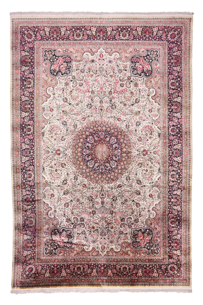 14 x 20 Vintage Persian Silk Qum Rug 72891