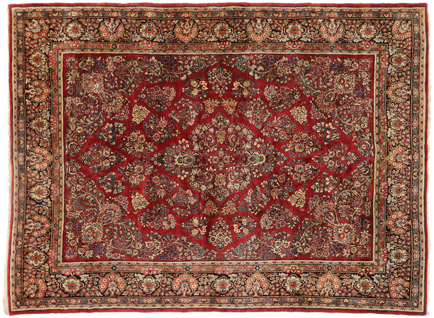 10 x 13 Vintage Persian Floral Sarouk Rug 72908