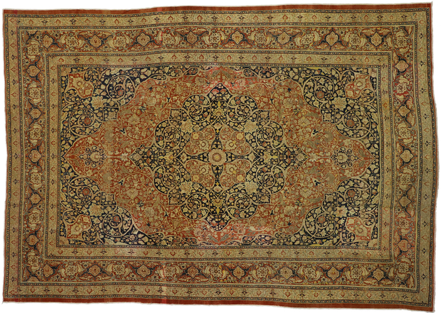 9 x 13 Antique Persian Tabriz Rug 73130