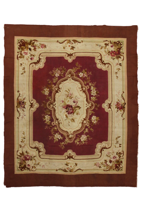 9 x 11 Antique French Aubusson Rug 73151