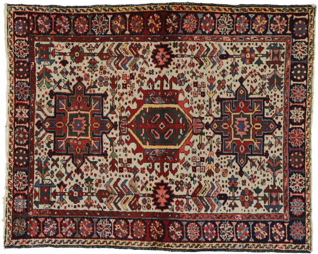 4 x 4 Antique Heriz Rug 73300