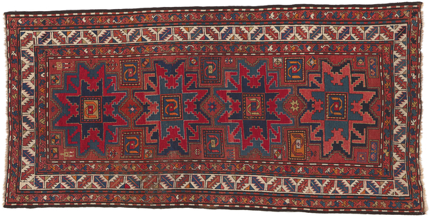 4 x 9 Antique Caucasian Kazak Rug 73306