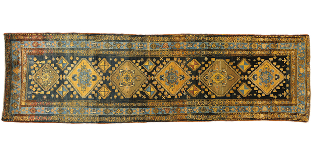 3 x 11 Antique Blue Persian Sarab Rug Runner 73326