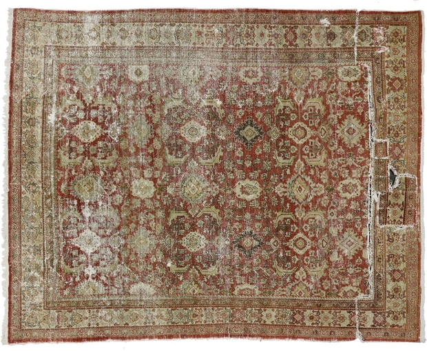 9 x 11 Distressed Antique Persian Mahal Rug 73380
