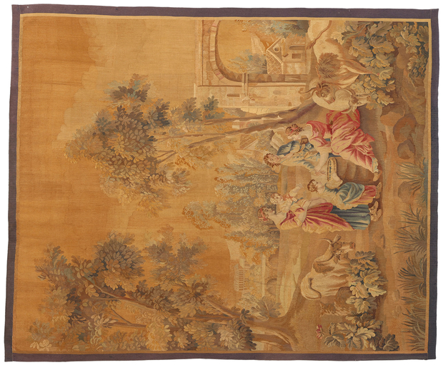 7 x 9 Antique French Aubusson Tapestry 73625