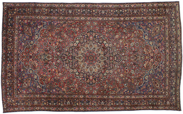 10 x 17 Antique Persian Mashhad Rug 73733