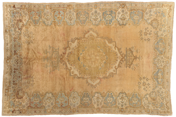 7 x 10 Vintage Earth-Tone Turkish Oushak Rug 73755