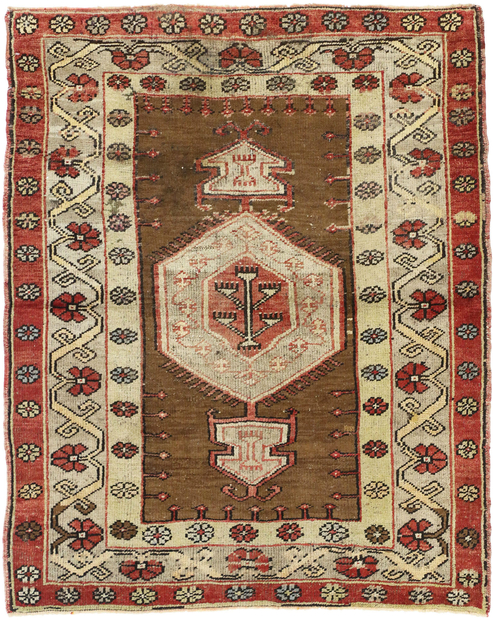 4 x 5 Vintage Turkish Oushak Rug 73884