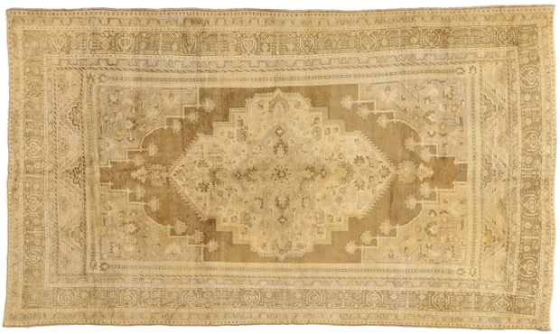 7 x 12 Vintage Earth-Tone Turkish Oushak Rug 73942