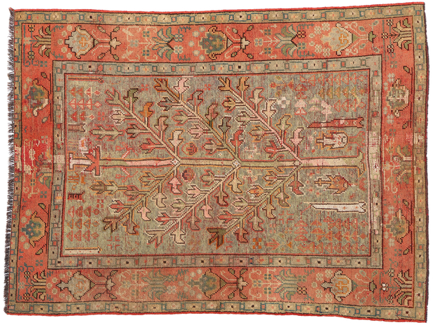 5 x 6 Antique Turkish Oushak Tree of Life Rug 74049