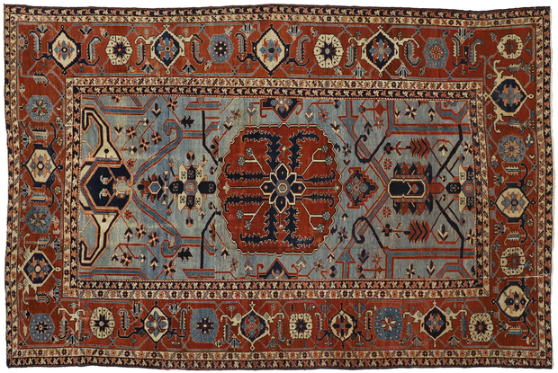 9 x 14 Antique Persian Serapi Rug 74059