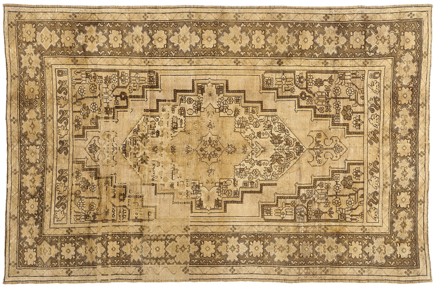 8 x 12 Vintage Earth-Tone Turkish Oushak Rug 74073