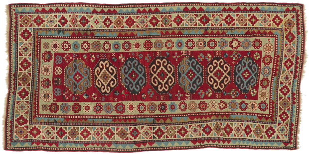 4 x 9 Antique Caucasian Kazak Rug 74292