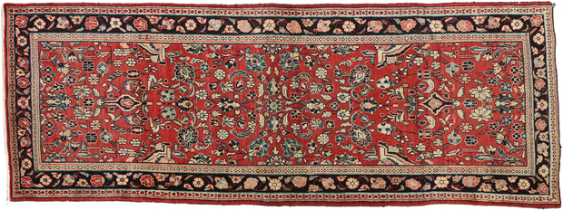 4 x 10 Vintage Persian Sarouk Rug 74308